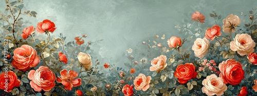 Beautiful vintage wallpaper flower, floral print digital background © Anna Zhuk