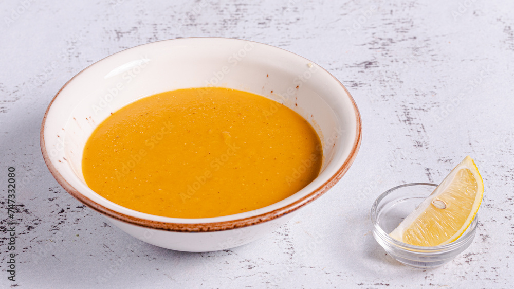 Lentil soup bowl top view isolated Lentil soup bowl top view isolated