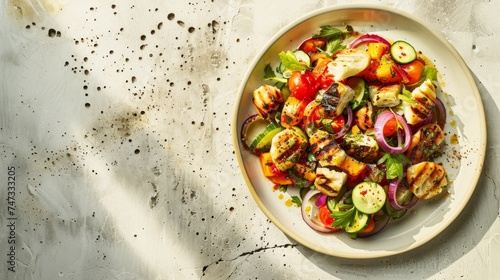 Grilled Fattoush Salad with Sweet Onion and Sumac Dressing