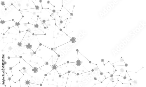 Abstract grey connecting dots and lines connection science on white with blank space design technology background vector