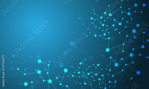 Abstract blue connecting dots and lines connection science with blank space design technology background vector