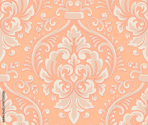 Damask seamless pattern element. Vector classical luxury old fashioned damask ornament, royal victorian seamless texture for wallpapers, textile, wrapping. Vintage exquisite floral baroque template.