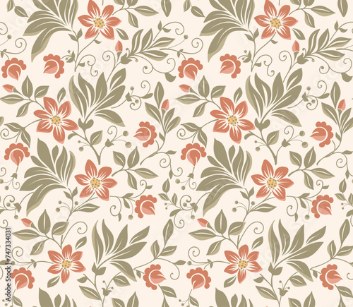 Vector flower seamless pattern background. Elegant texture for backgrounds. Classical luxury old fashioned floral ornament, seamless texture for wallpapers, textile, wrapping