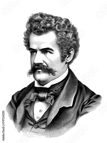 Portrait of Johann Strauss II, transparent background, generative AI