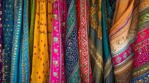 Vibrant Textile Display Showcasing Rich Indian Craftsmanship