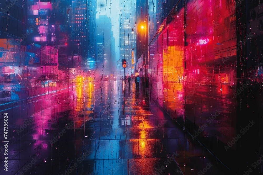 Urban graphics digital art, retro vibes with neon effects, summer urban scene Urban graphics digital art, retro vibes with neon effects, summer urban scene