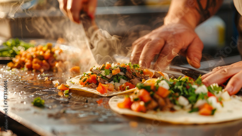 Professional chef preparing delicious taco