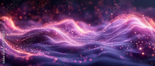 Purple background with neon wave abstracts