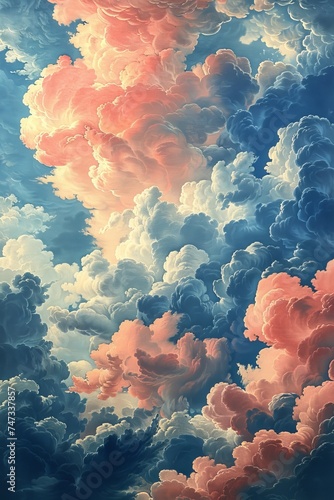 Cloud pattern backgrounds and soft pastels create a serene, calming ambiance