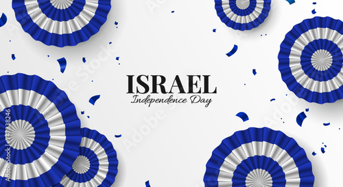 Vector Illustration of Independence Day of Israel. Celebration banner. Cockade.
