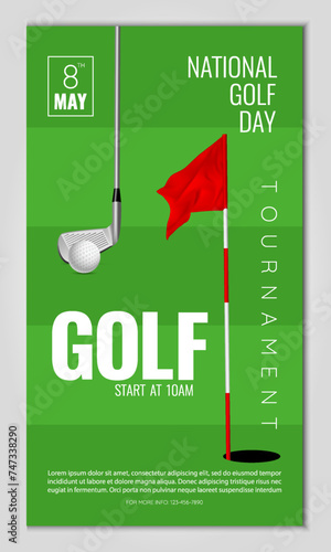 Banner of golf tournament, match, game. Vector illustration
