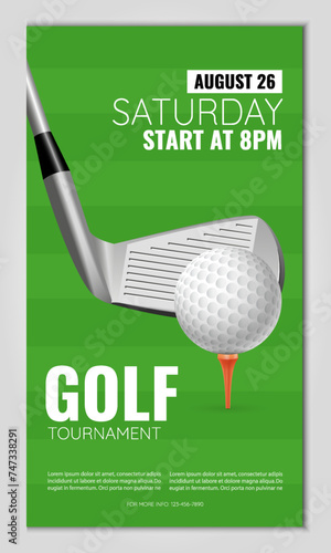 Banner of golf tournament, match, game. Vector illustration
