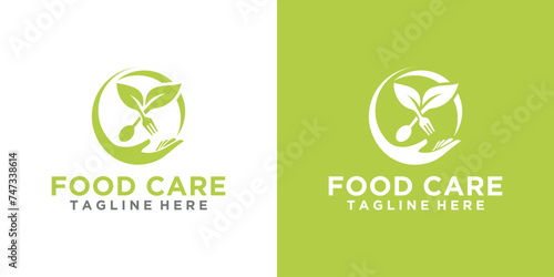 Food care logo design inspiration. organic food care design logo template.