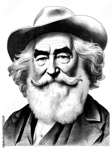 Portrait of Walt Whitman, generative AI photo