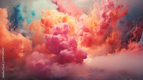 Dramatic colorful smoke clouds.