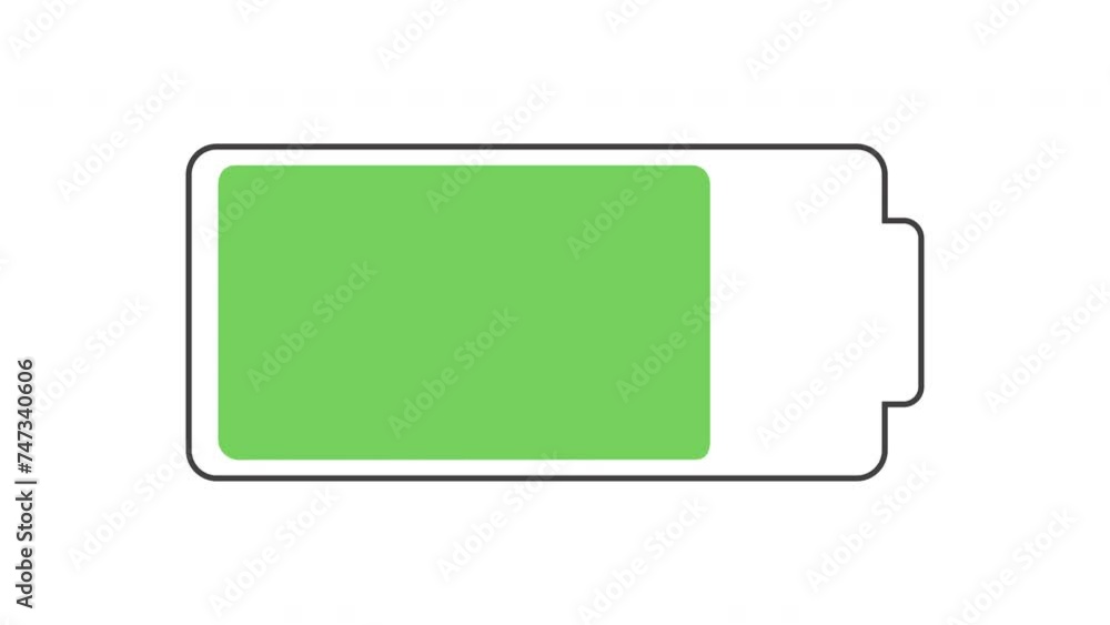 Graphic Animation of Floating Battery on the white background grid are being fully charged. One green shape Graphic Animation of Floating Battery on the white background grid are being fully charged. One green shape