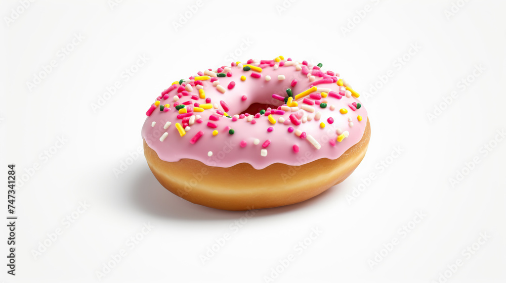 soft pink donut with sprinkles isolated white background generative ai soft pink donut with sprinkles isolated white background generative ai