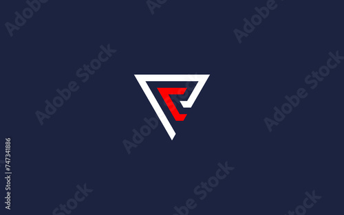 letter pc with triangle logo icon design vector design template inspiration