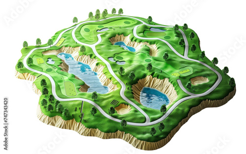 The Golf Course Map On Transparent Background.