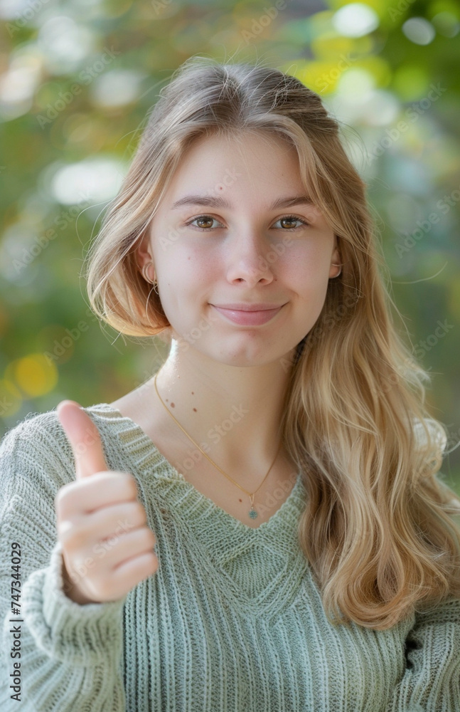 Smiling Teen Girl Giving Thumbs Up Smiling Teen Girl Giving Thumbs Up