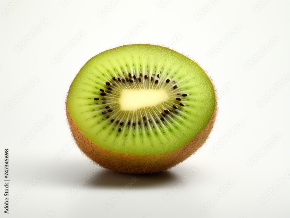 Single half of ripe juicy kiwi fruit isolated on white background Single half of ripe juicy kiwi fruit isolated on white background