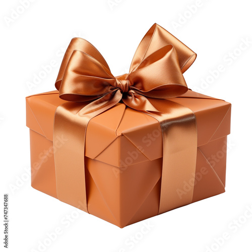 Vibrant Orange Gift Box - Transparent PNG photo