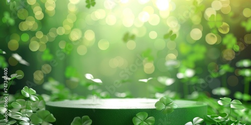 St. Patrick's Day Cultural Event, 3D Product Stage Podium with Soft Blurred Background
