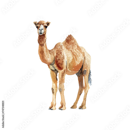 Cute camel vector illustration in watercolour style