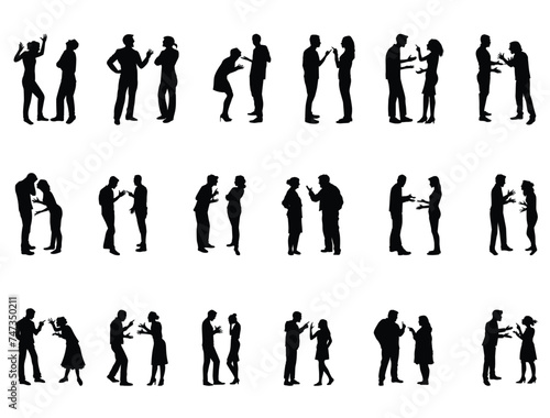 Couple arguing silhouette vector art white background