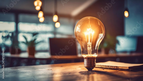 light bulb. idea concept with innovation and inspiration photo