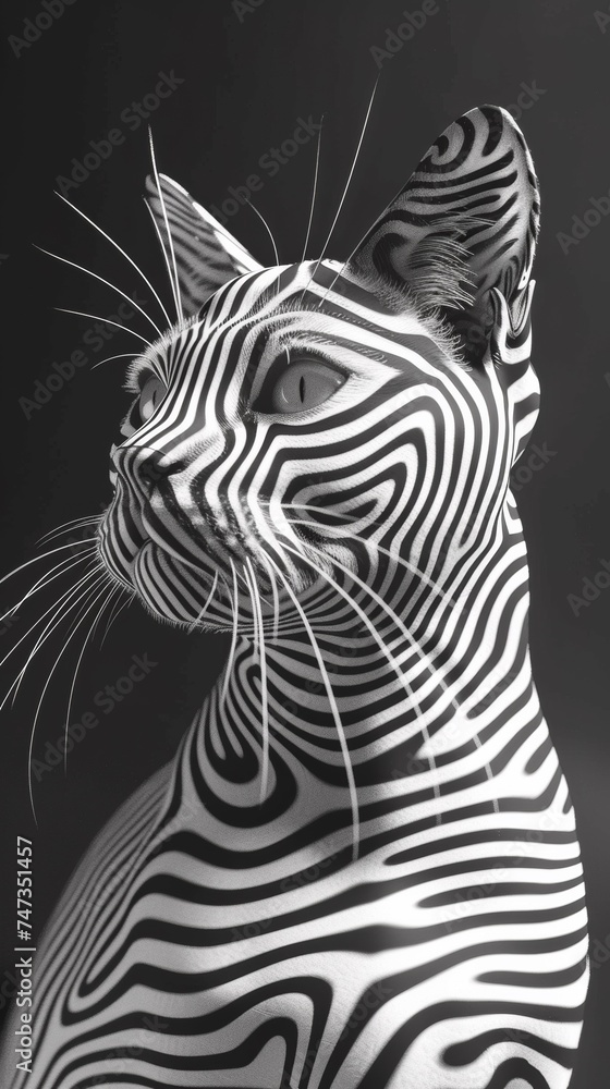 A black and white photo of a cat A black and white photo of a cat