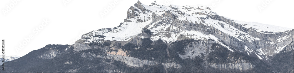 Obraz premium Isolated PNG cutout of a snowy mountain on a transparent background, ideal for photobashing, matte-painting, concept art 
