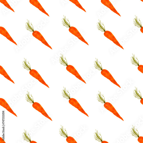 Watercolor pattern with carrots. Watercolor vegetable illustration  menu template  delicious vegetables