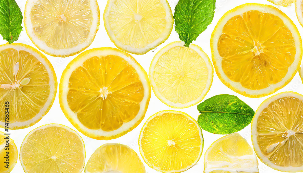 Slices of fresh lemon as background, top view Slices of fresh lemon as background, top view