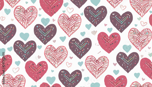 Vector seamless pattern. with a heart on a white background