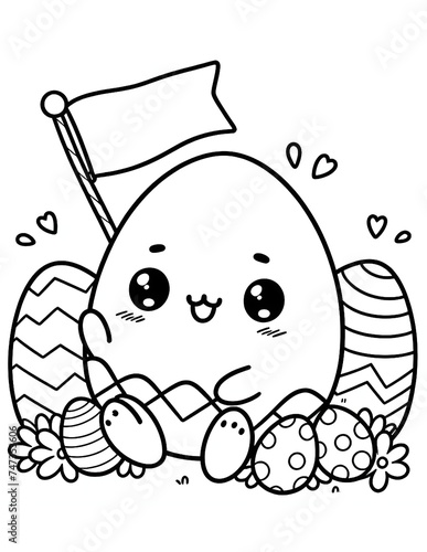 Coloring page. Funny Easter egg