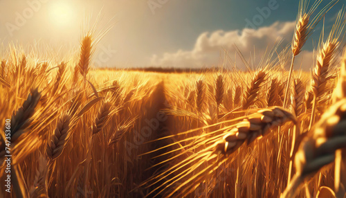 Golden cornfield in sunny day