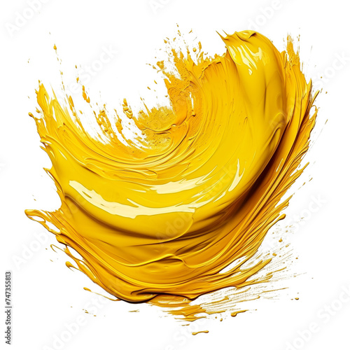 Yellow paint brush stroke on transparent background PNG image