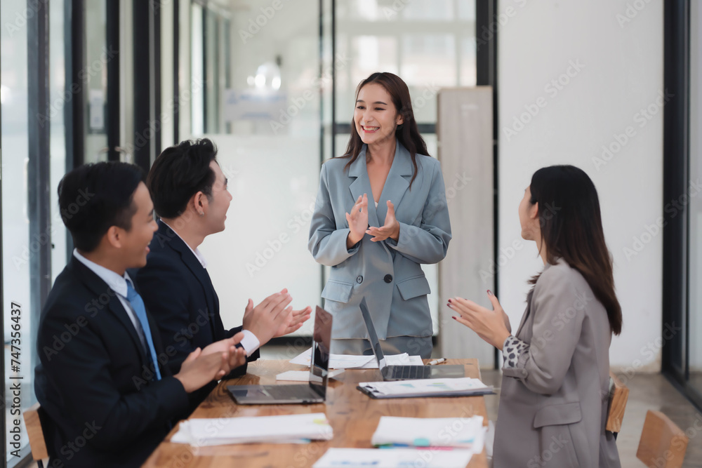 Professional business formal meeting conference discussion with coworkers and shareholders in the meeting room. Professional business formal meeting conference discussion with coworkers and shareholders in the meeting room.