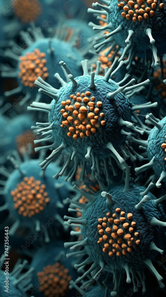 Intricate patterns of a microscopic virus, spreading and multiplying with deadly precision Intricate patterns of a microscopic virus, spreading and multiplying with deadly precision
