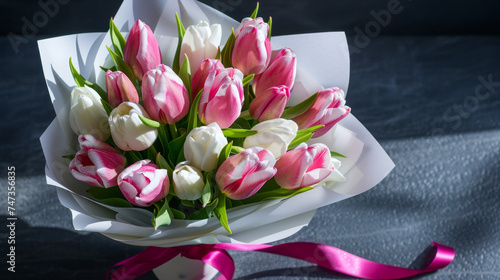 Wallpaper Mural Elegant Tulip Bouquet on Dark Background Torontodigital.ca