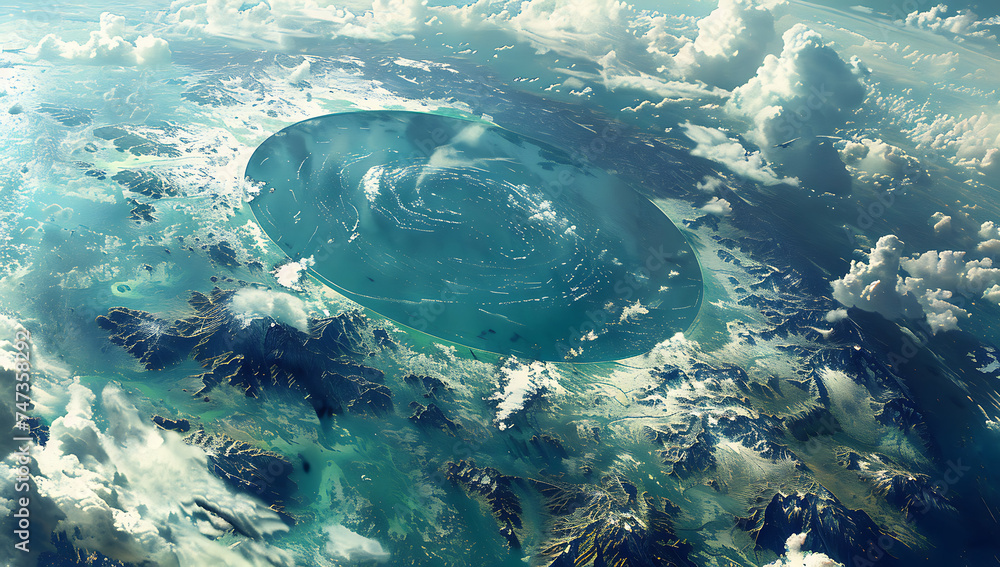 an aerial view of earth from space in the style of ph