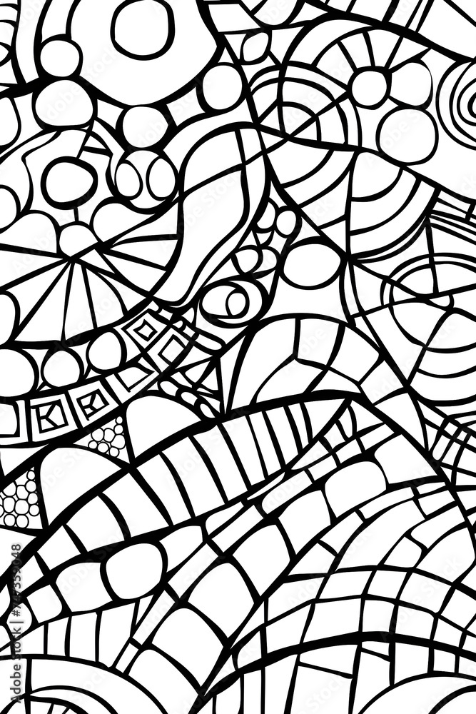 Obraz premium Black and White Mosaic Pattern, coloring page