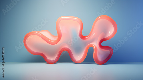 Minimalistic product mockup background with abstract coral ceramic or glass shape. Modern art product mockup in retro futuristic style with bright color ceramic background for perfume or cosmetics