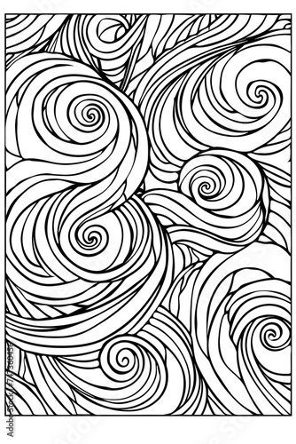 Intricate Black and White Swirls Drawing, coloring page