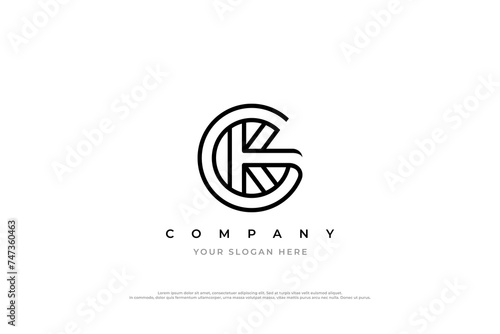 Initial Letter KG or GK Logo Design photo