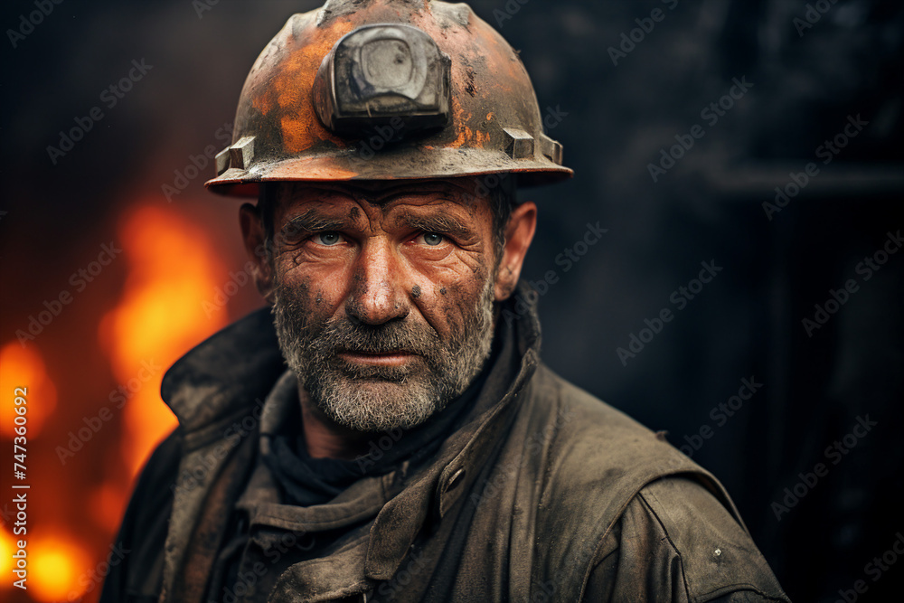 Coal miners wearing protective helmets work diligently deep extracting vital energy resources generative AI