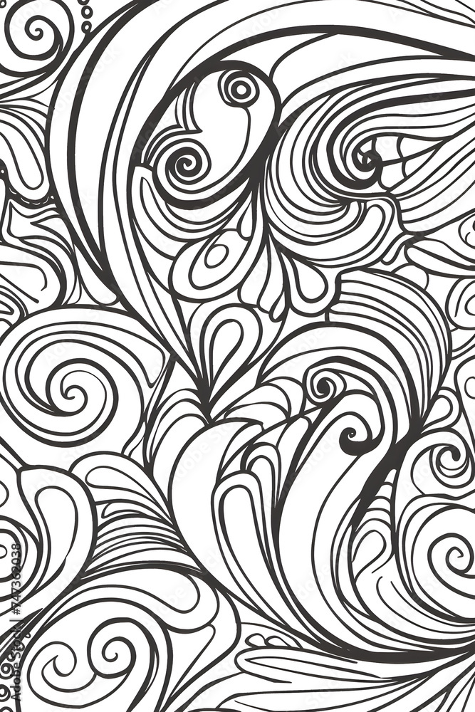 Swirly Design in Black and White, coloring page Swirly Design in Black and White, coloring page