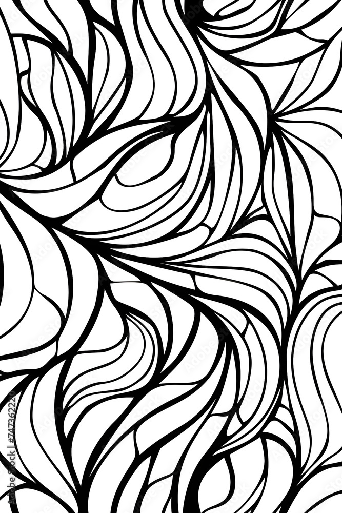 Wavy Lines Drawing in Black and White, coloring page Wavy Lines Drawing in Black and White, coloring page