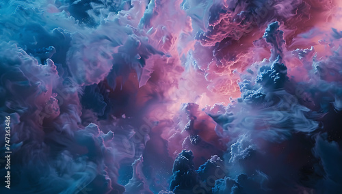blue and pink nebulas in a beautiful space in the sty photo